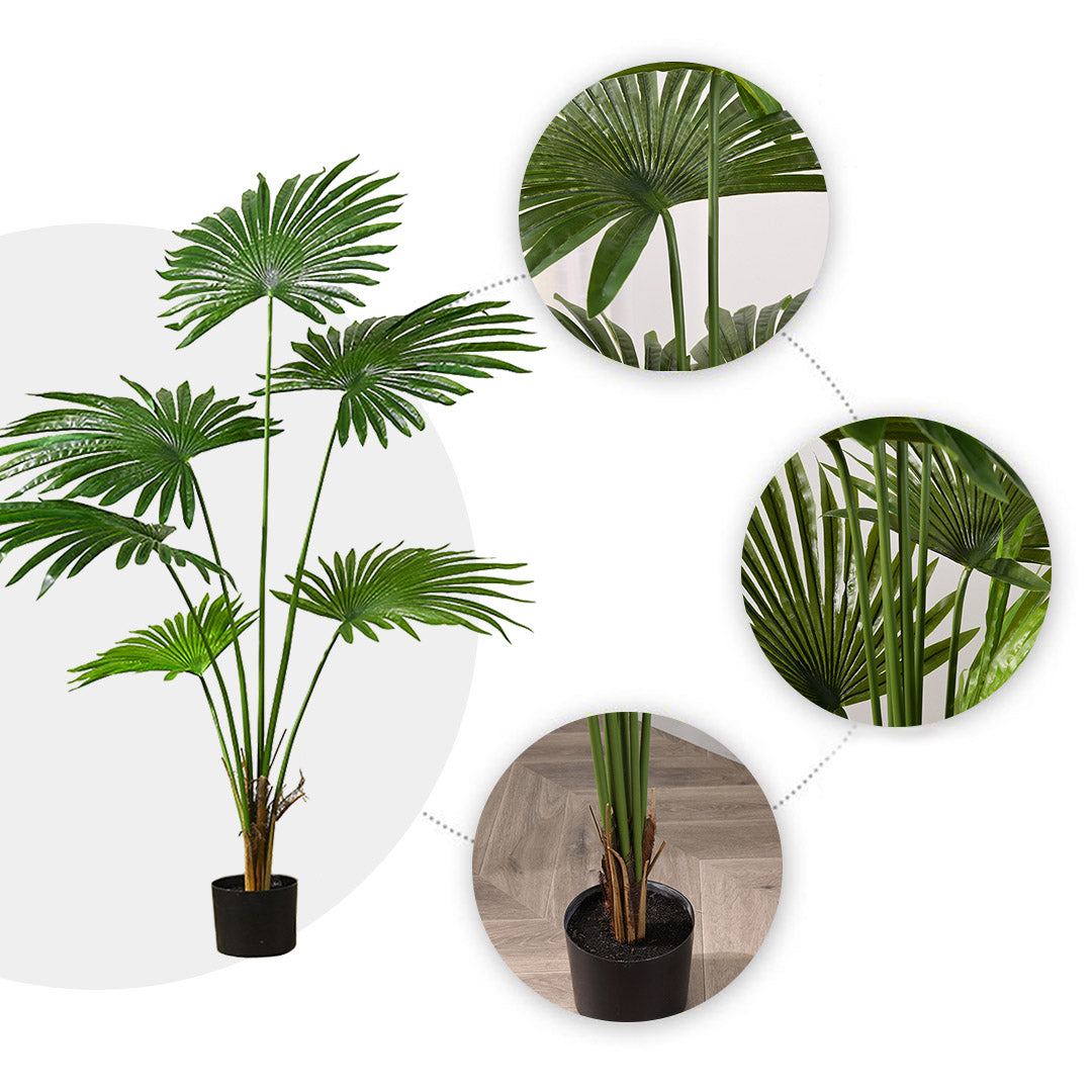 SOGA 120cm Artificial Natural Green Fan Palm Tree Fake Tropical Indoor Plant Home Office Decor - Cafe Supply