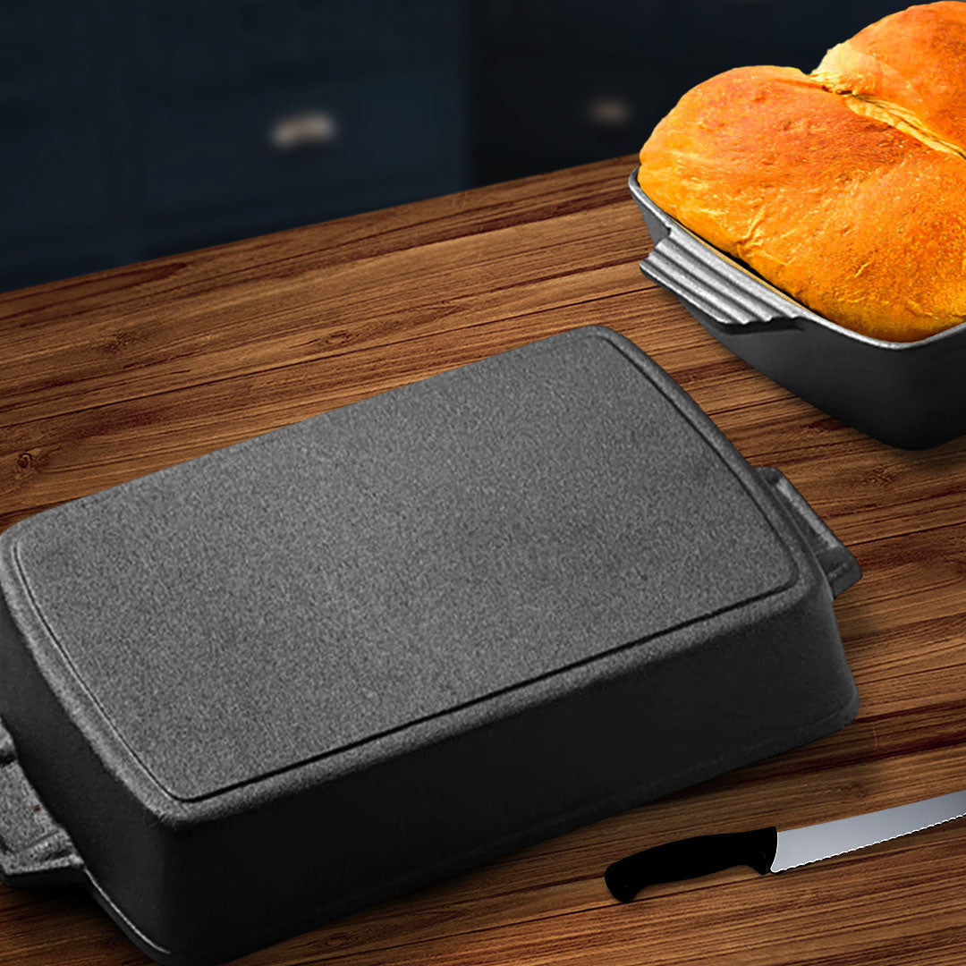 SOGA 38cm Cast Iron Rectangle Bread Cake Baking Dish Lasagna Roasting Pan - Cafe Supply