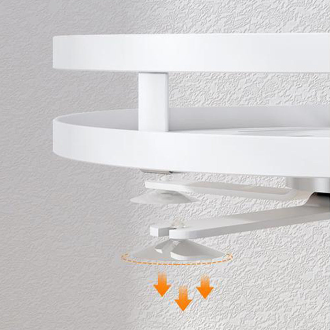 SOGA 2X 2 Tier Steel White Round Rotating Multi-Function Kitchen Portable Storage Spice Seasoning Kitchen Countertop Organiser Shelf - Cafe Supply