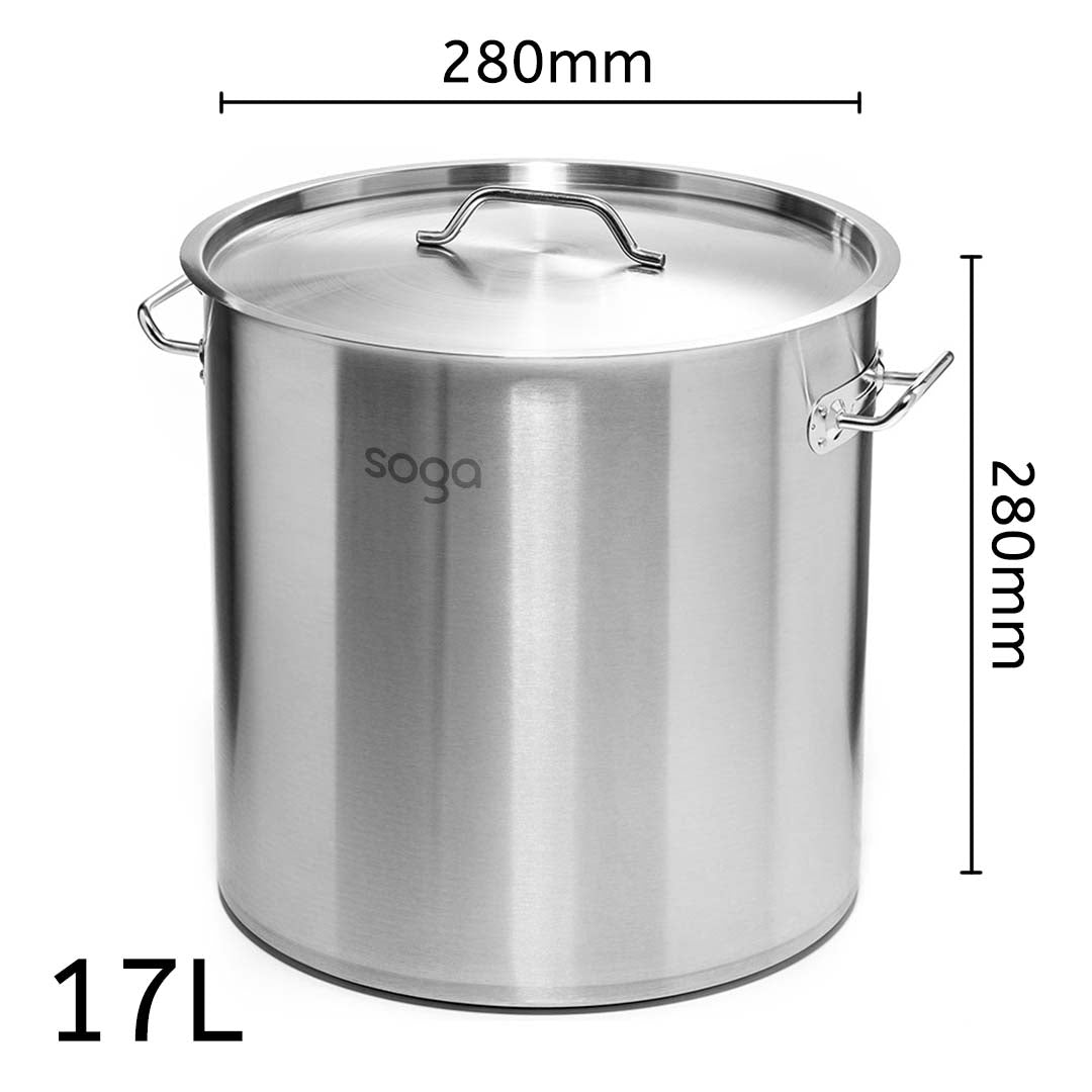 SOGA Electric Smart Induction Cooktop and 17L Stainless Steel Stockpot 28cm Stock Pot - Cafe Supply