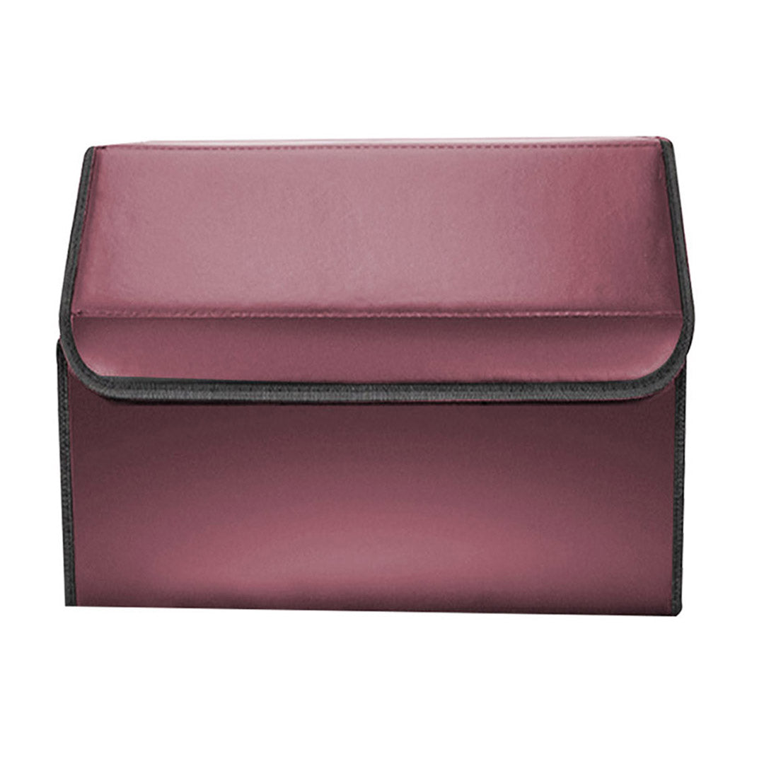 SOGA 2X Leather Car Boot Collapsible Foldable Trunk Cargo Organizer Portable Storage Box Red Medium - Cafe Supply