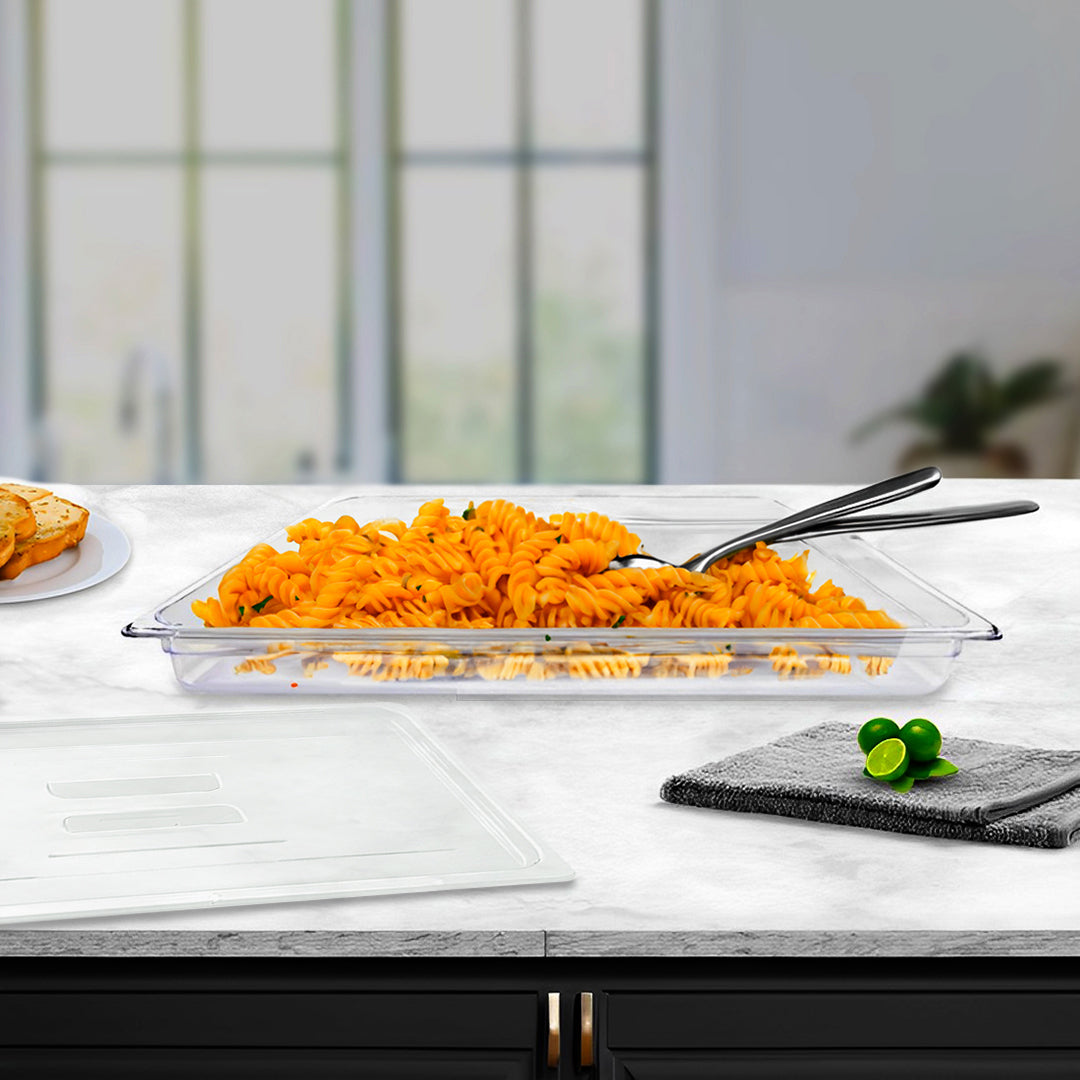 SOGA 65mm Clear Gastronorm GN Pan 1/1 Food Tray Storage Bundle of 4 with Lid - Cafe Supply