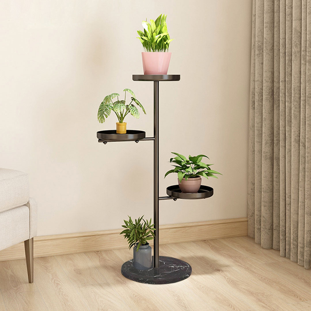 SOGA 3 Tier Black Round Plant Stand Flowerpot Tray Display Living Room Balcony Metal Decorative Shelf - Cafe Supply