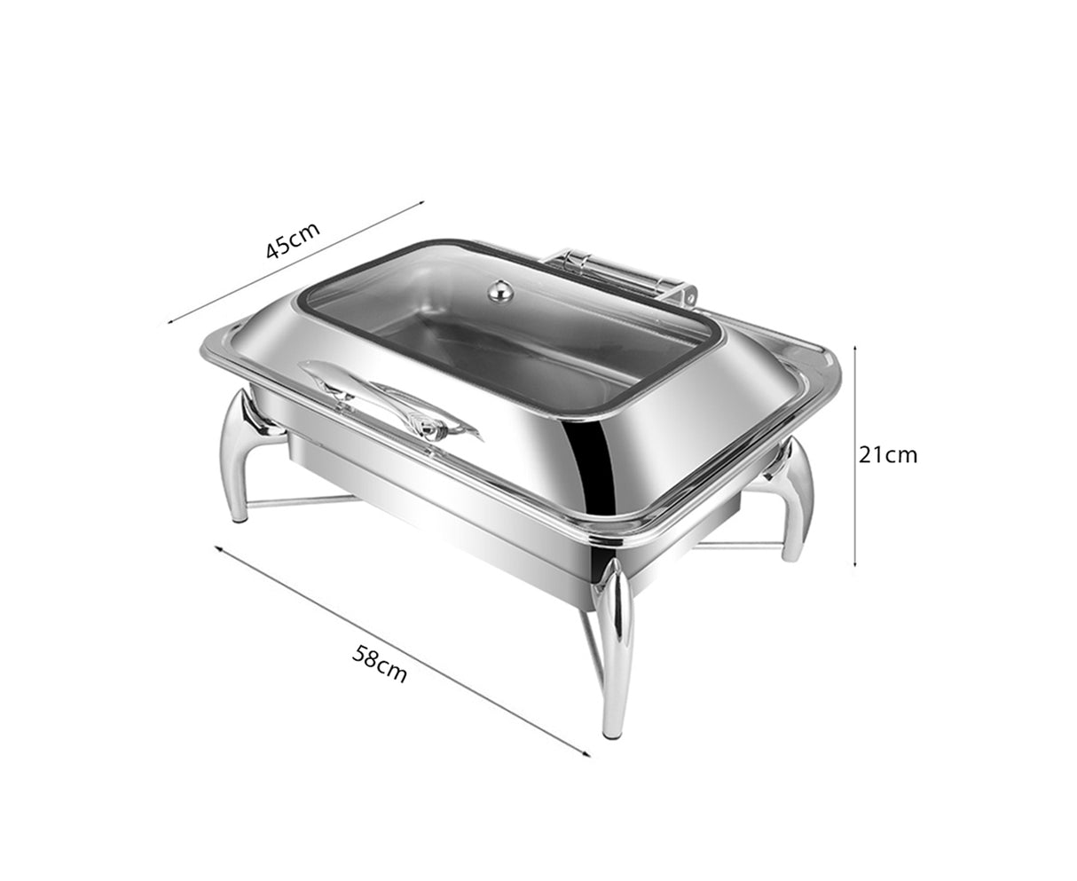 SOGA Stainless Steel Rectangular Chafing Dish Tray Buffet Cater Food Warmer Chafer with Top Lid - Cafe Supply