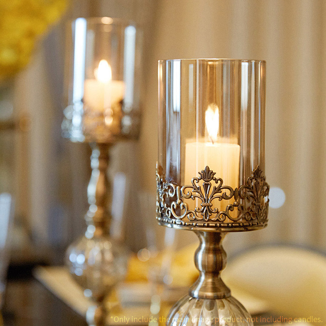 SOGA 2X 47cm Glass Candle Holder Candle Stand Glass/Metal - Cafe Supply