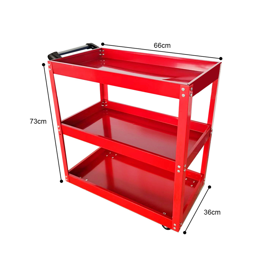 SOGA 3 Tier Tool Storage Cart Portable Service Utility Heavy Duty Mobile Trolley Red - Cafe Supply