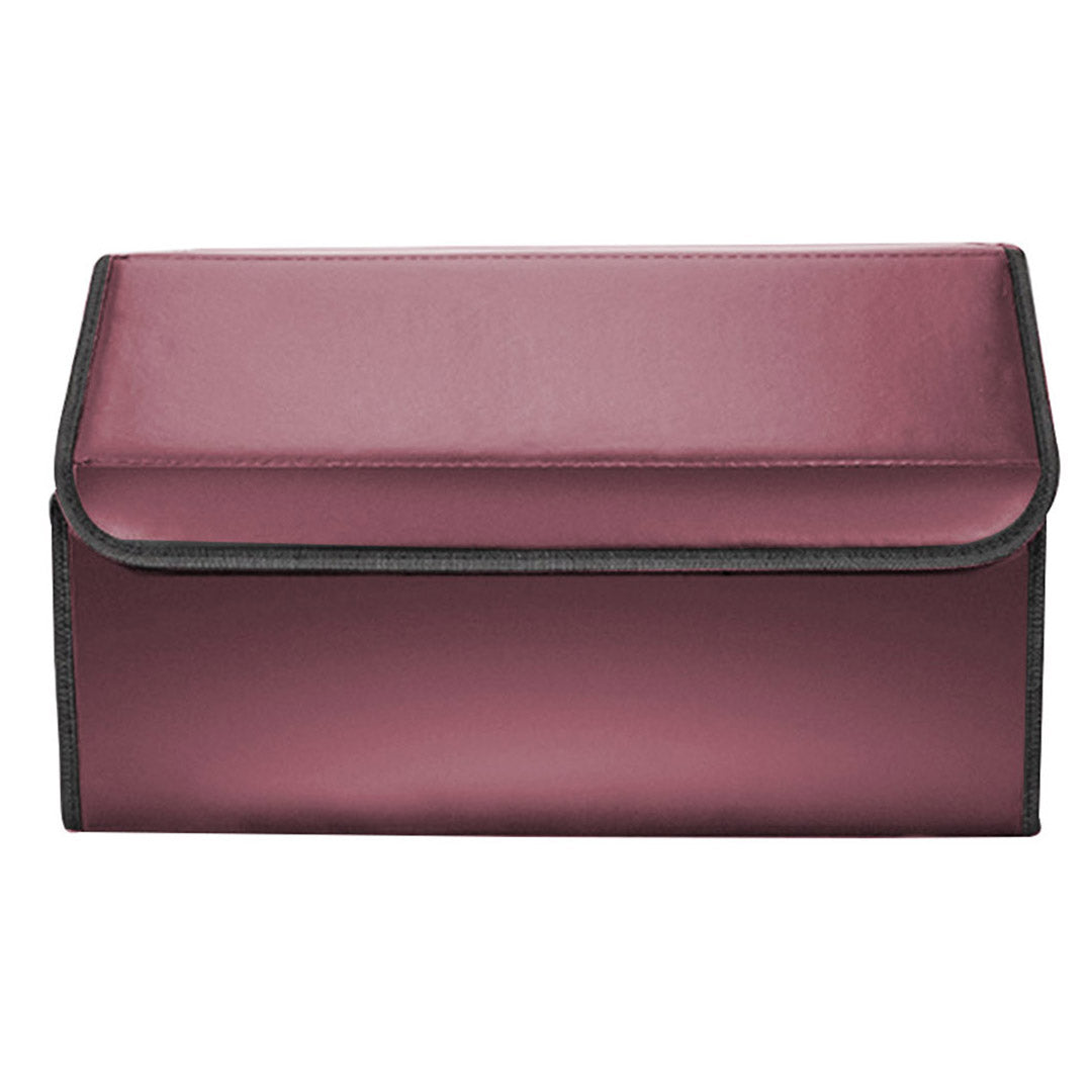 SOGA 2X Leather Car Boot Collapsible Foldable Trunk Cargo Organizer Portable Storage Box Red Large - Cafe Supply