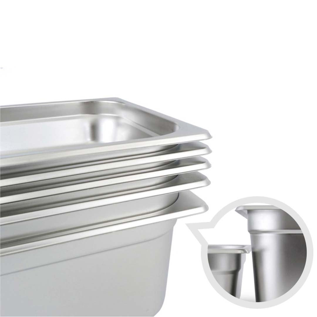 SOGA 2X Gastronorm GN Pan Full Size 1/1 GN Pan 2cm Deep Stainless Steel Tray With Lid - Cafe Supply