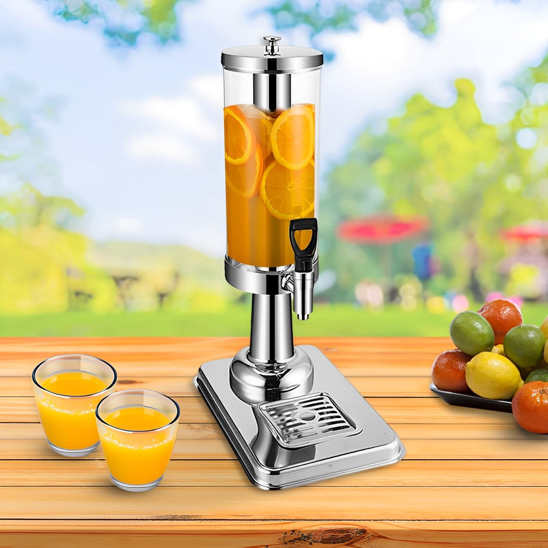 SOGA Single 3L Silver Stainless Steel Beverage Dispenser Ice Cylinder Clear Juicer Hot Cold Water Jug - Cafe Supply