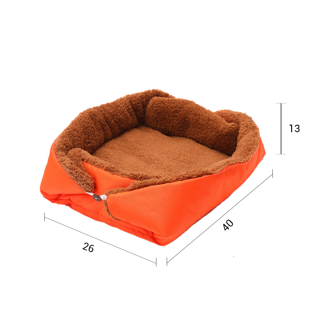 SOGA 2X Orange Dual-purpose Cushion Nest Cat Dog Bed Warm Plush Kennel Mat Pet Home Travel Essentials - Cafe Supply