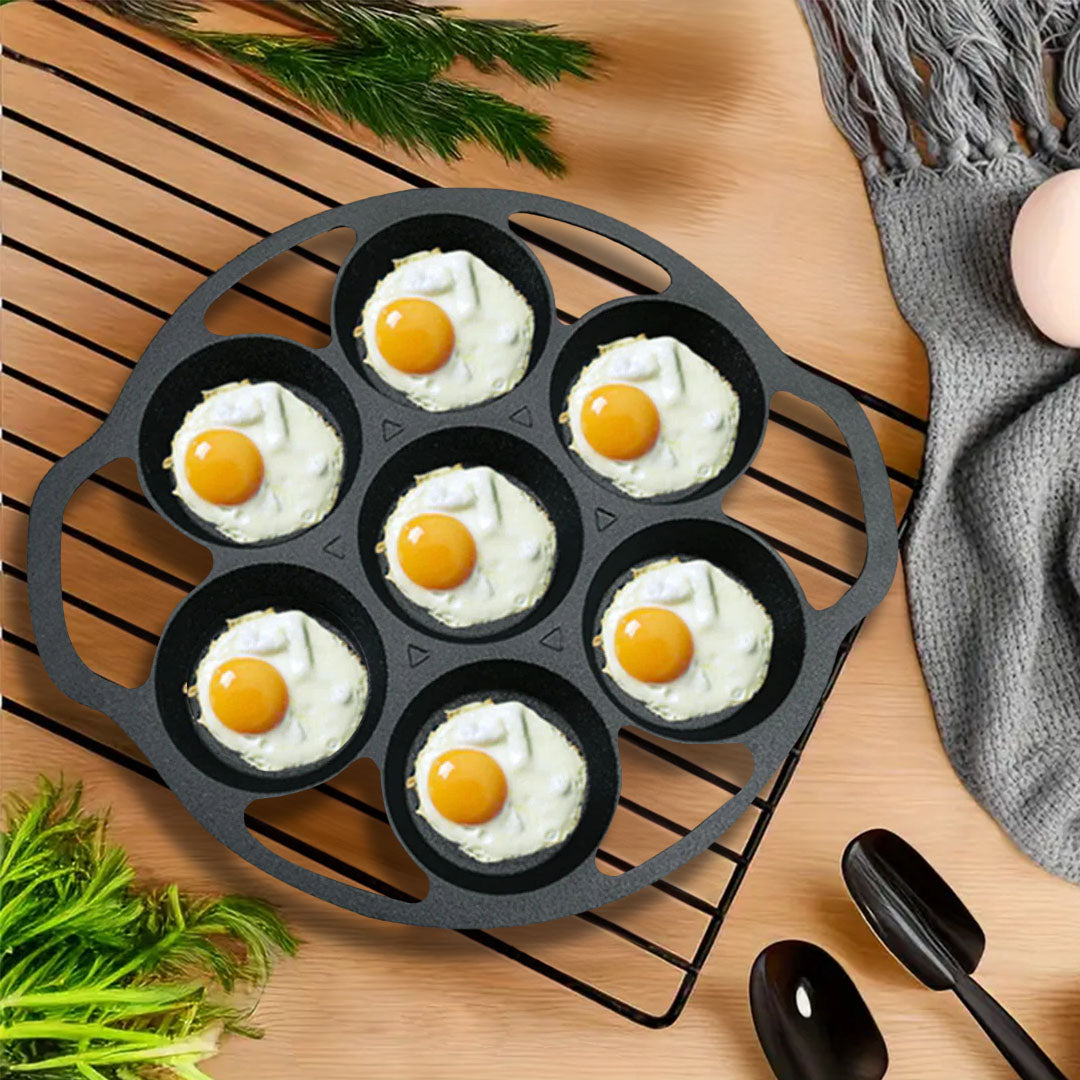 SOGA 32cm Cast Iron Takoyaki Fry Pan Octopus Balls Maker 7 Hole Cavities Grill Mold - Cafe Supply