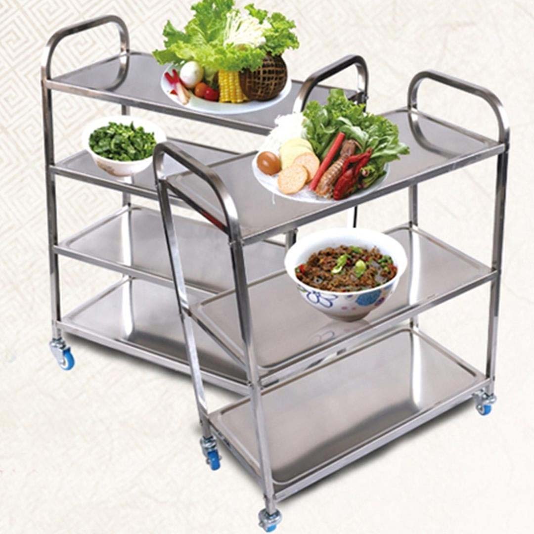 SOGA 4 Tier 950x500x1220 Stainless Steel Kitchen Dining Food Cart Trolley Utility - Cafe Supply