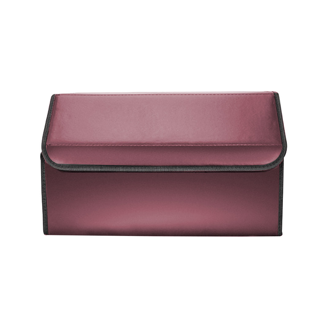SOGA Leather Car Boot Collapsible Foldable Trunk Cargo Organizer Portable Storage Box Red Large - Cafe Supply