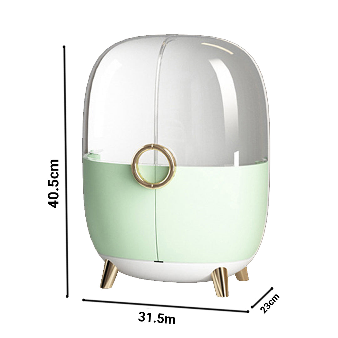 SOGA Green Transparent Countertop Makeup Organiser Cosmetic Storage Waterproof Dustproof Bathroom Skincare Holder with Lid - Cafe Supply