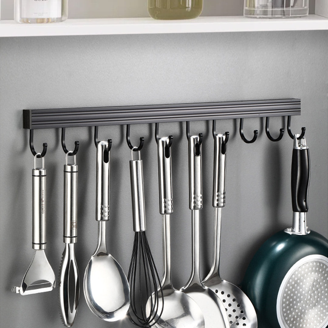 SOGA 2X 41cm Wall Mounted Kitchen Utensil Storage Rack Space-Saving Spatula Organiser with Durable Hooks - Cafe Supply
