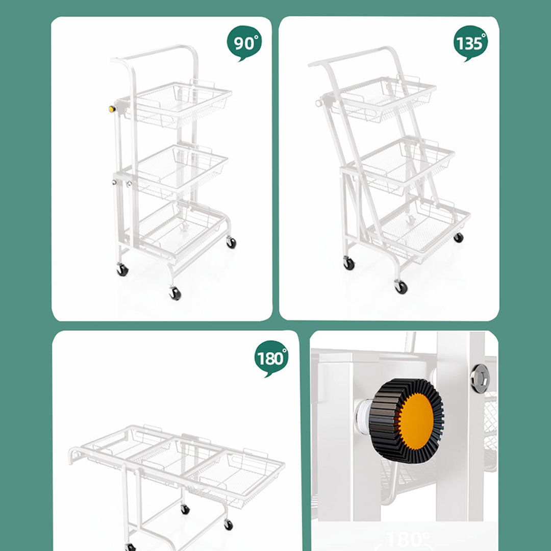 SOGA 2X 3 Tier Steel White Adjustable Kitchen Cart Multi-Functional Shelves Portable Storage Organizer with Wheels - Cafe Supply