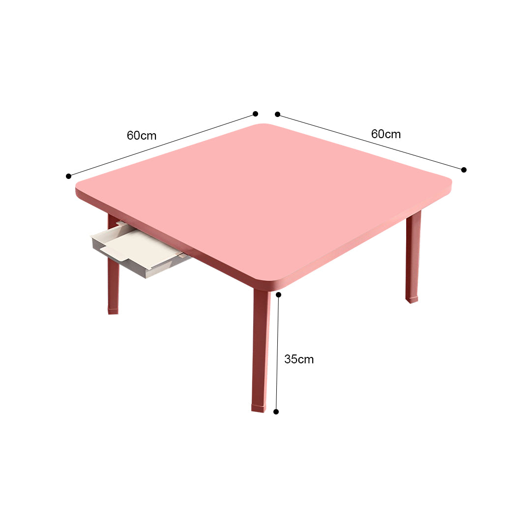 SOGA 2X Pink Portable Floor Table Small Square Space-Saving Mini Desk Home Decor - Cafe Supply
