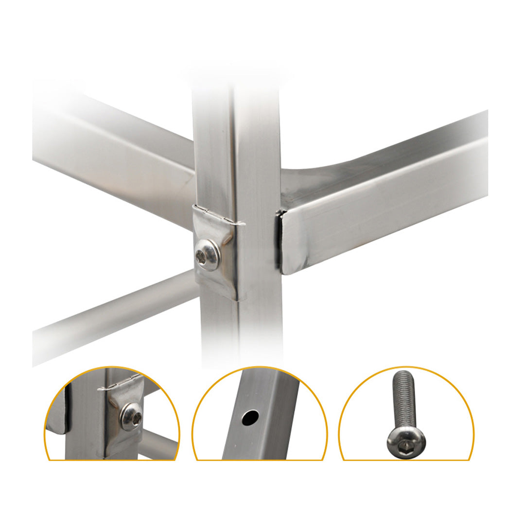 SOGA 2X 2 Tier 500x500x950 Stainless Steel Square Tube Drink Wine Food Utility Cart - Cafe Supply