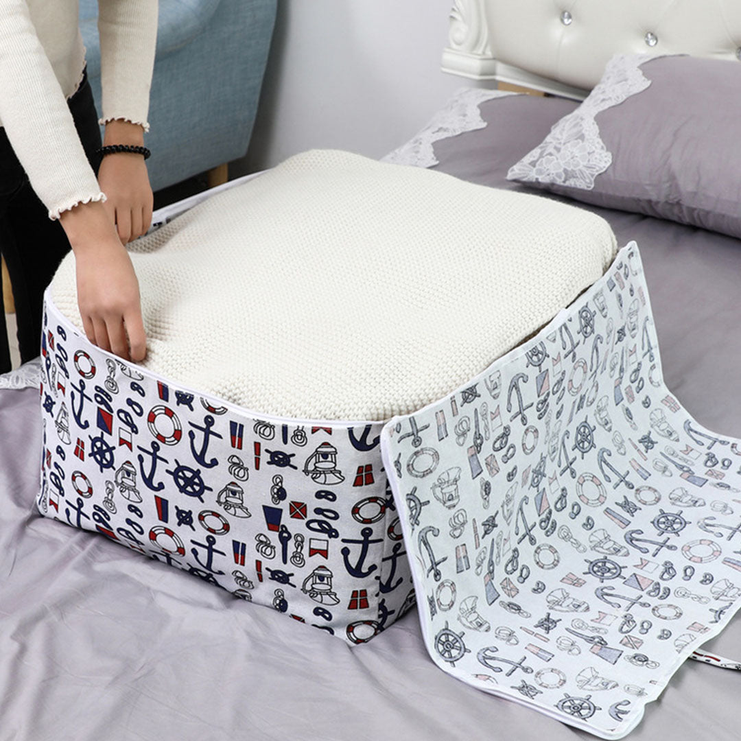 SOGA 2X Nautical Icons Large Storage Luggage Bag Double Zipper Foldable Travel Organiser Essentials - Cafe Supply