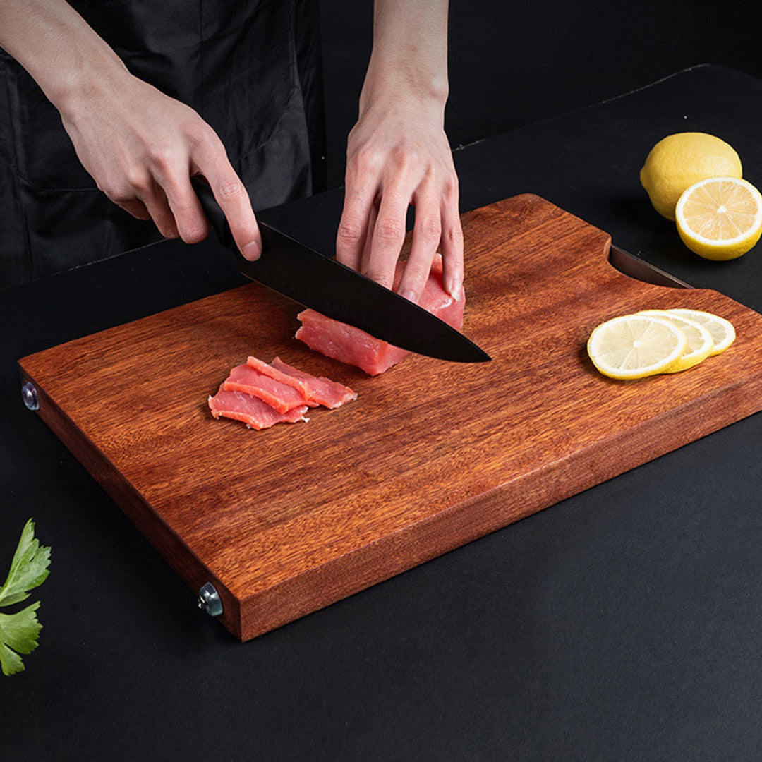 SOGA 48cm Rectangular Wooden Ebony Butcher Block Non-slip Chopping Food Serving Tray Charcuterie Board - Cafe Supply