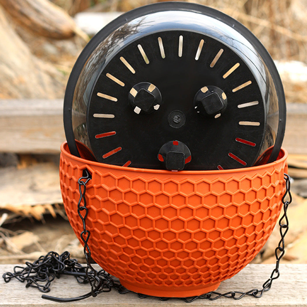 SOGA 2X Red Medium Hanging Resin Flower Pot Self Watering Basket Planter Outdoor Garden Decor - Cafe Supply