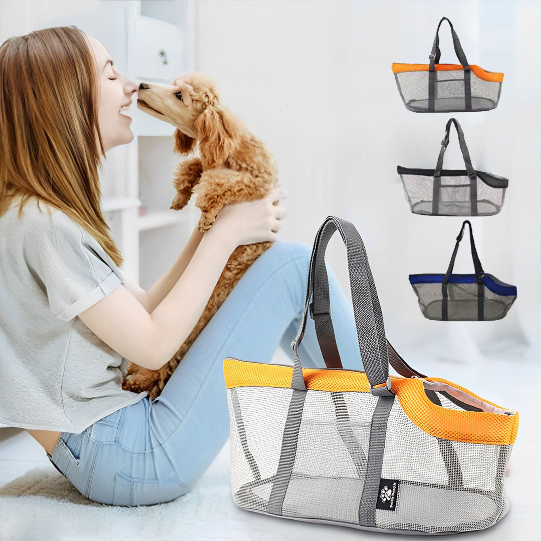 SOGA Grey Pet Carrier Bag Breathable Net Mesh Tote Pouch Dog Cat Travel Essentials - Cafe Supply