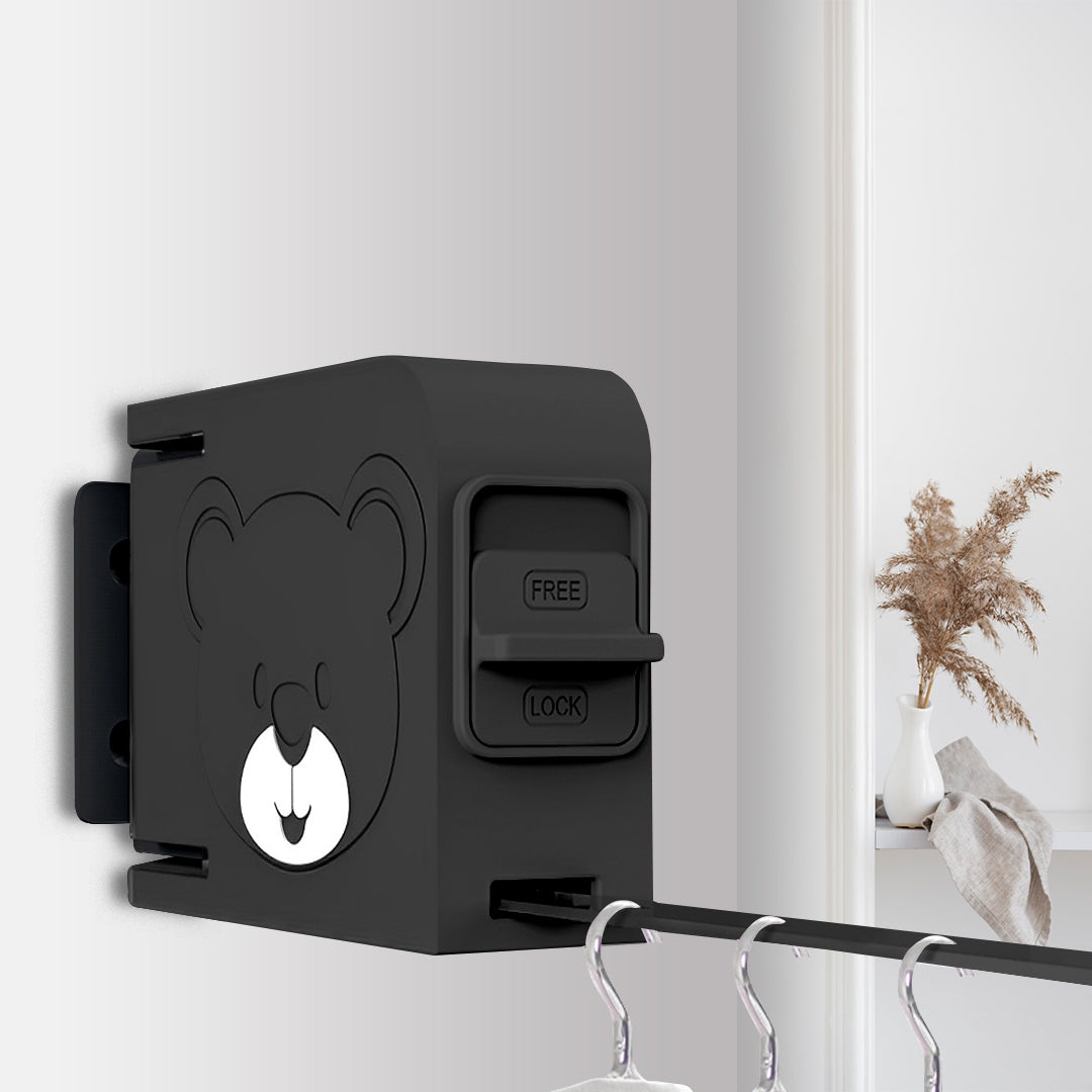 SOGA 2X 160mm Wall-Mounted Clothes Line Dry Rack Retractable Space-Saving Foldable Hanger Black - Cafe Supply