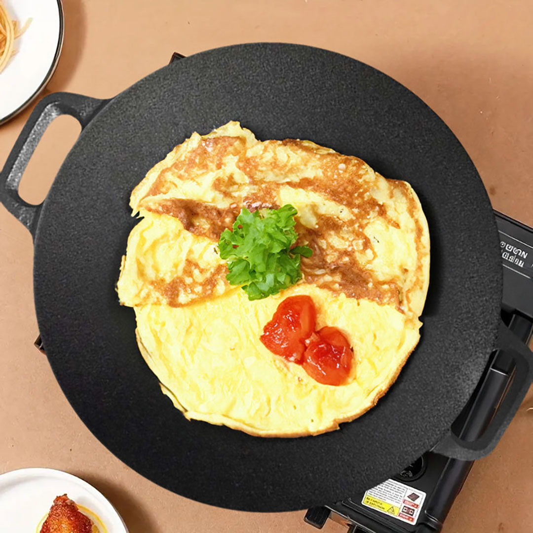 SOGA 37cm Cast Iron Induction Crepes Pan Baking Cookie Pancake Pizza Bakeware - Cafe Supply