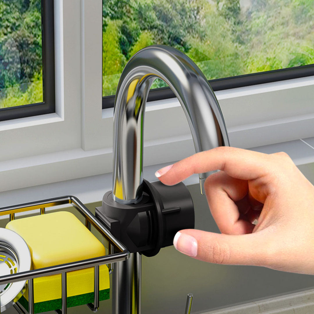 SOGA Black Single Kitchen Sink Organiser Faucet Soap Sponge Caddy Rack Storage Drainer - Cafe Supply