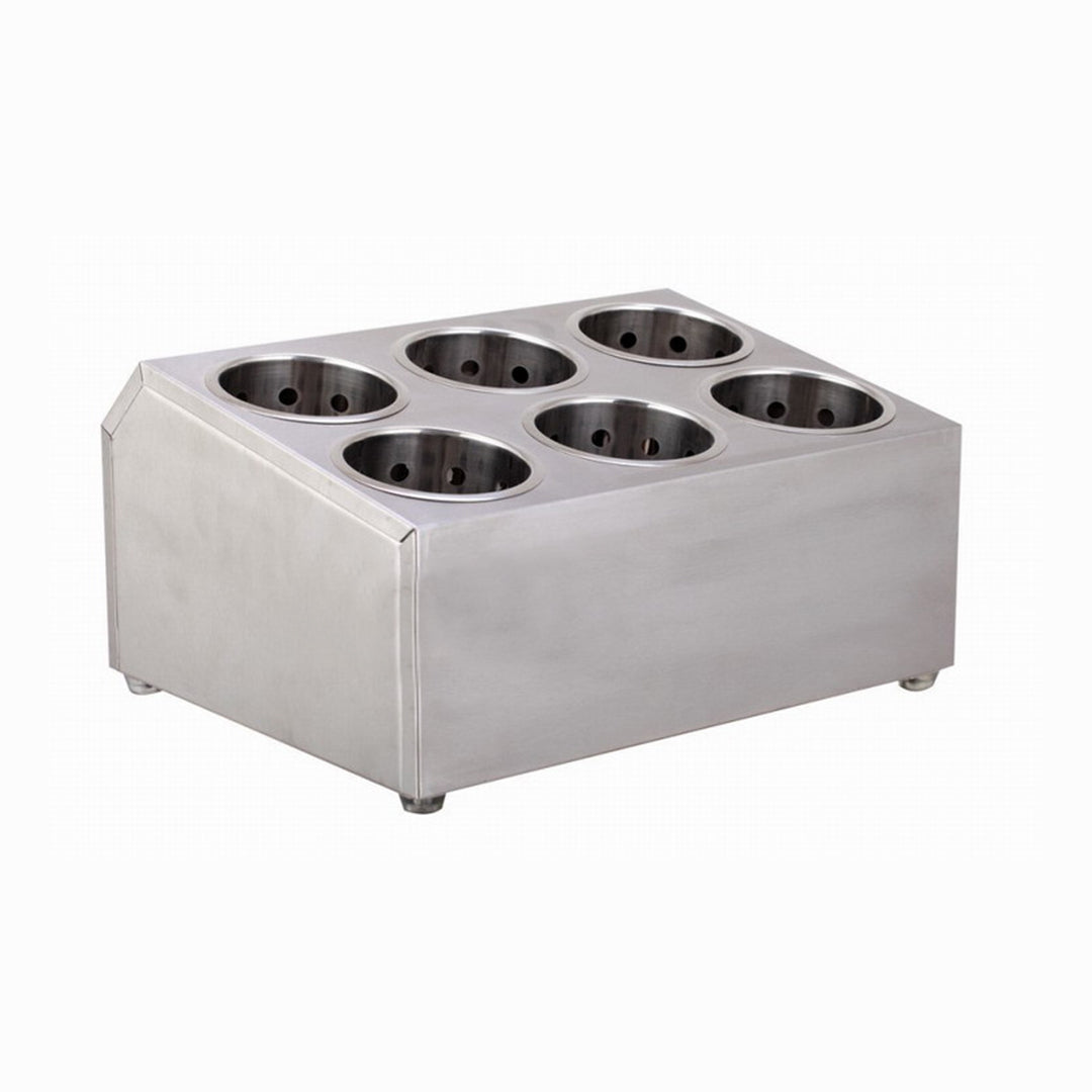 SOGA 2X 18/10 Stainless Steel Commercial Conical Utensils Cutlery Holder with 6 Holes - Cafe Supply