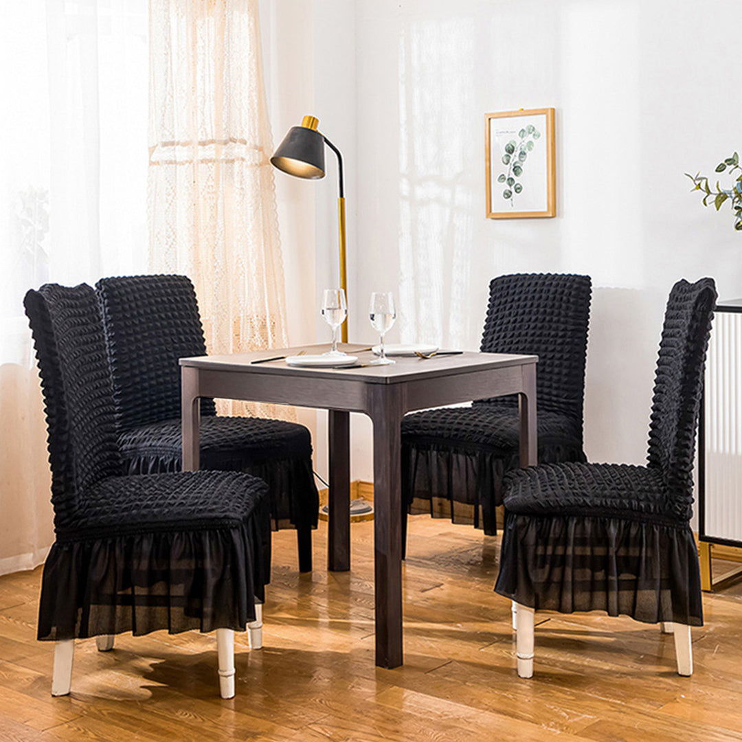 SOGA 2X Black Chair Cover Seat Protector with Ruffle Skirt Stretch Slipcover Wedding Party Home Decor - Cafe Supply