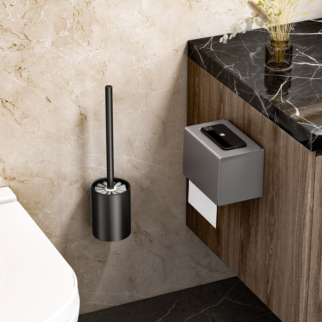 SOGA 27cm Wall-Mounted Toilet Brush with Holder Bathroom Cleaning Scrub Black - Cafe Supply