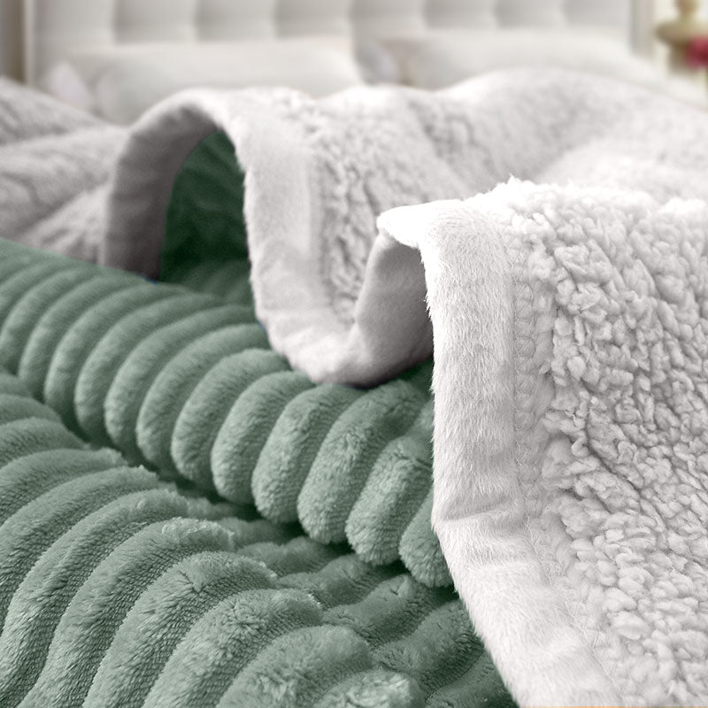 SOGA 2X Light Green Throw Blanket Warm Cozy Double Sided Thick Flannel Coverlet Fleece Bed Sofa Comforter - Cafe Supply