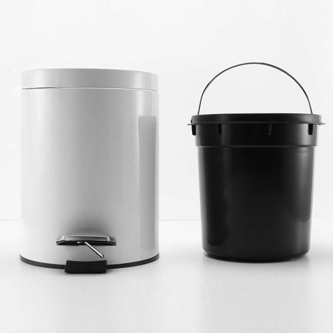 SOGA 2X 12L Foot Pedal Stainless Steel Rubbish Recycling Garbage Waste Trash Bin Round White - Cafe Supply
