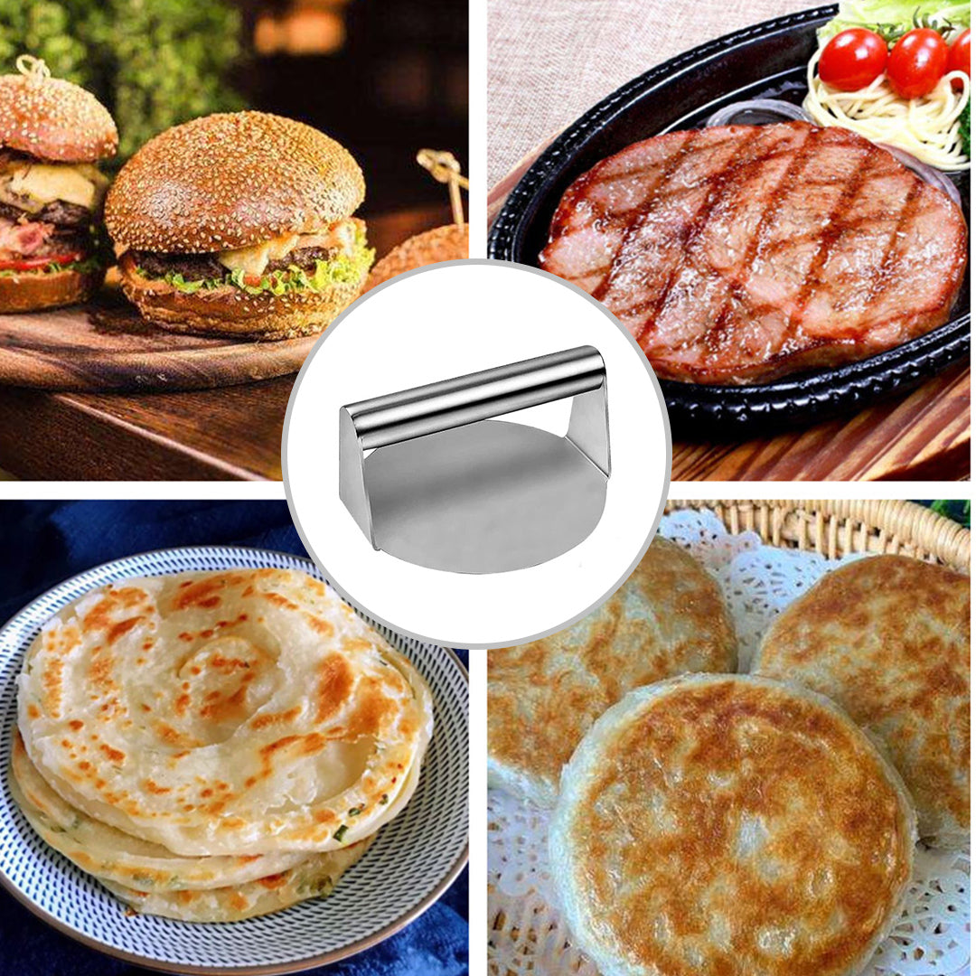 SOGA 2X Stainless Steel Burger Press Heavy-Duty Round Bacon Grill Smasher Flat Bottom Patty Maker - Cafe Supply