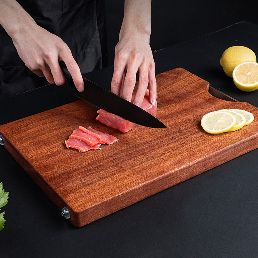 SOGA 2X 26cm Rectangular Wooden Ebony Butcher Block Non-slip Chopping Food Serving Tray Charcuterie Board - Cafe Supply