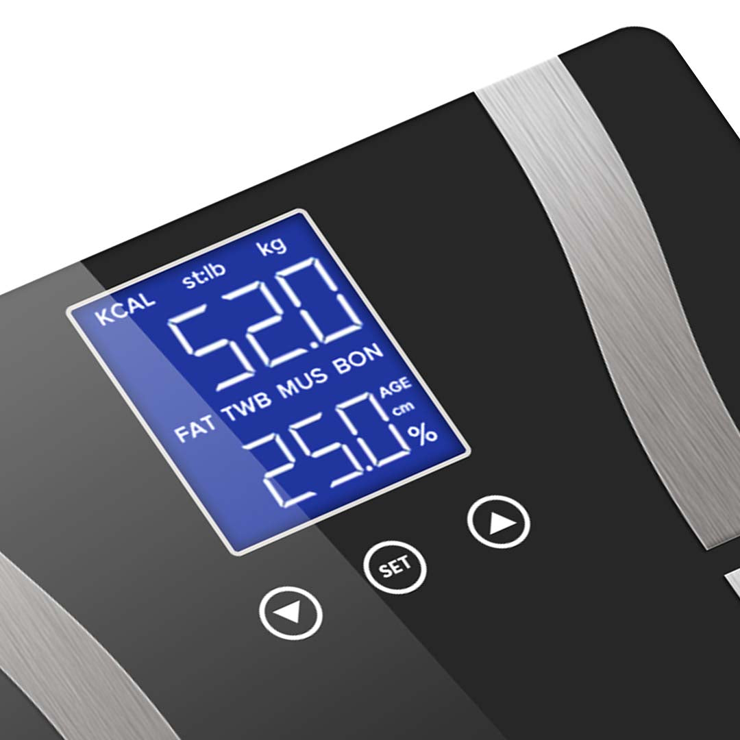 SOGA 2X Glass LCD Digital Body Fat Scale Bathroom Electronic Gym Water Weighing Scales Black/White - Cafe Supply