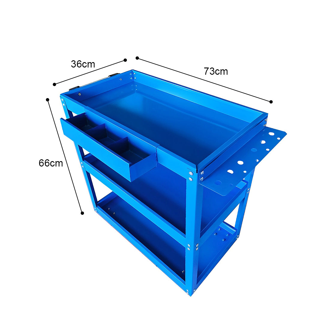 SOGA 3 Tier Tool Storage Cart Portable Service Utility Heavy Duty Mobile Trolley Blue - Cafe Supply