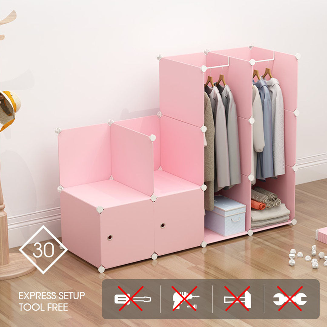 SOGA 10 Cubes Princess Design Portable Wardrobe Divide-Grid Modular Storage Organiser Foldable Closet - Cafe Supply