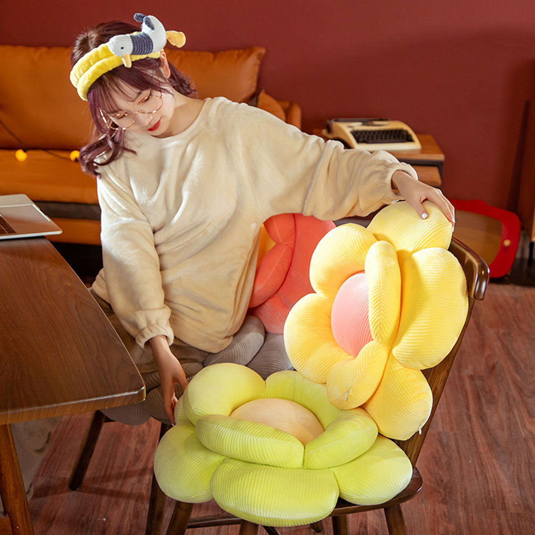 SOGA Red Double Flower Shape Cushion Soft Bedside Floor Plush Pillow Home Decor - Cafe Supply