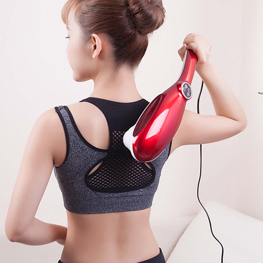 SOGA 2X 6 Heads Portable Handheld Massager Soothing Stimulate Blood Flow Shoulder Red - Cafe Supply
