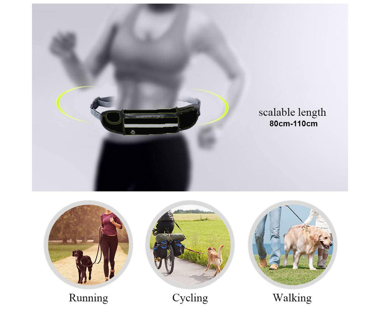 SOGA 2X Black Adjustable Hands-Free Pet Leash Bag Dog Lead Walking Running Jogging Pet Essentials - Cafe Supply