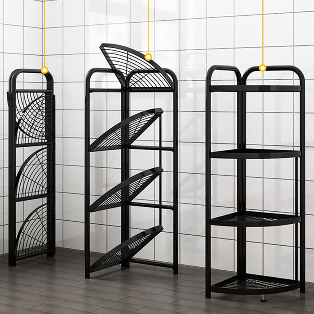 SOGA 2X 4 Tier Steel Triangular Corner Stand Multi-Functional Shelves Portable Storage Organizer - Cafe Supply