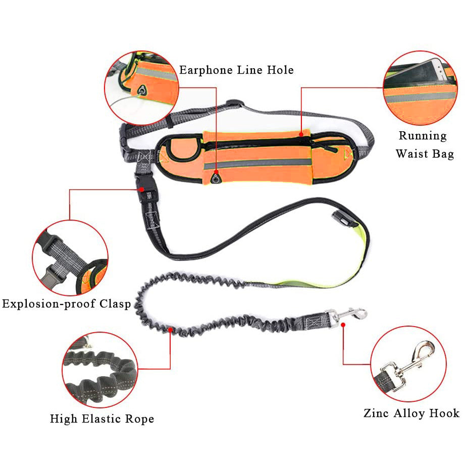 SOGA Orange Adjustable Hands-Free Pet Leash Bag Dog Lead Walking Running Jogging Pet Essentials - Cafe Supply