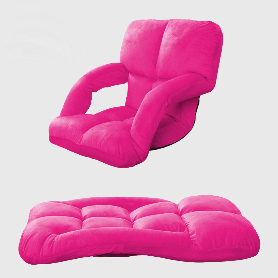 SOGA Foldable Lounge Cushion Adjustable Floor Lazy Recliner Chair with Armrest Pink - Cafe Supply