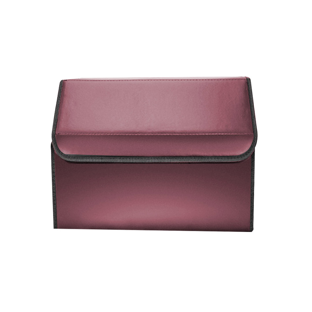 SOGA Leather Car Boot Collapsible Foldable Trunk Cargo Organizer Portable Storage Box Red Medium - Cafe Supply