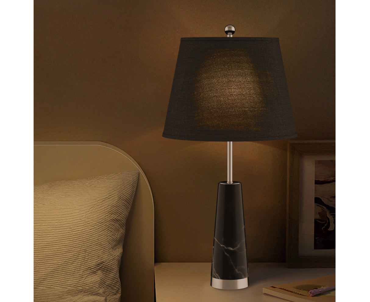 SOGA 68cm Black Marble Bedside Desk Table Lamp Living Room Shade with Cone Shape Base - Cafe Supply