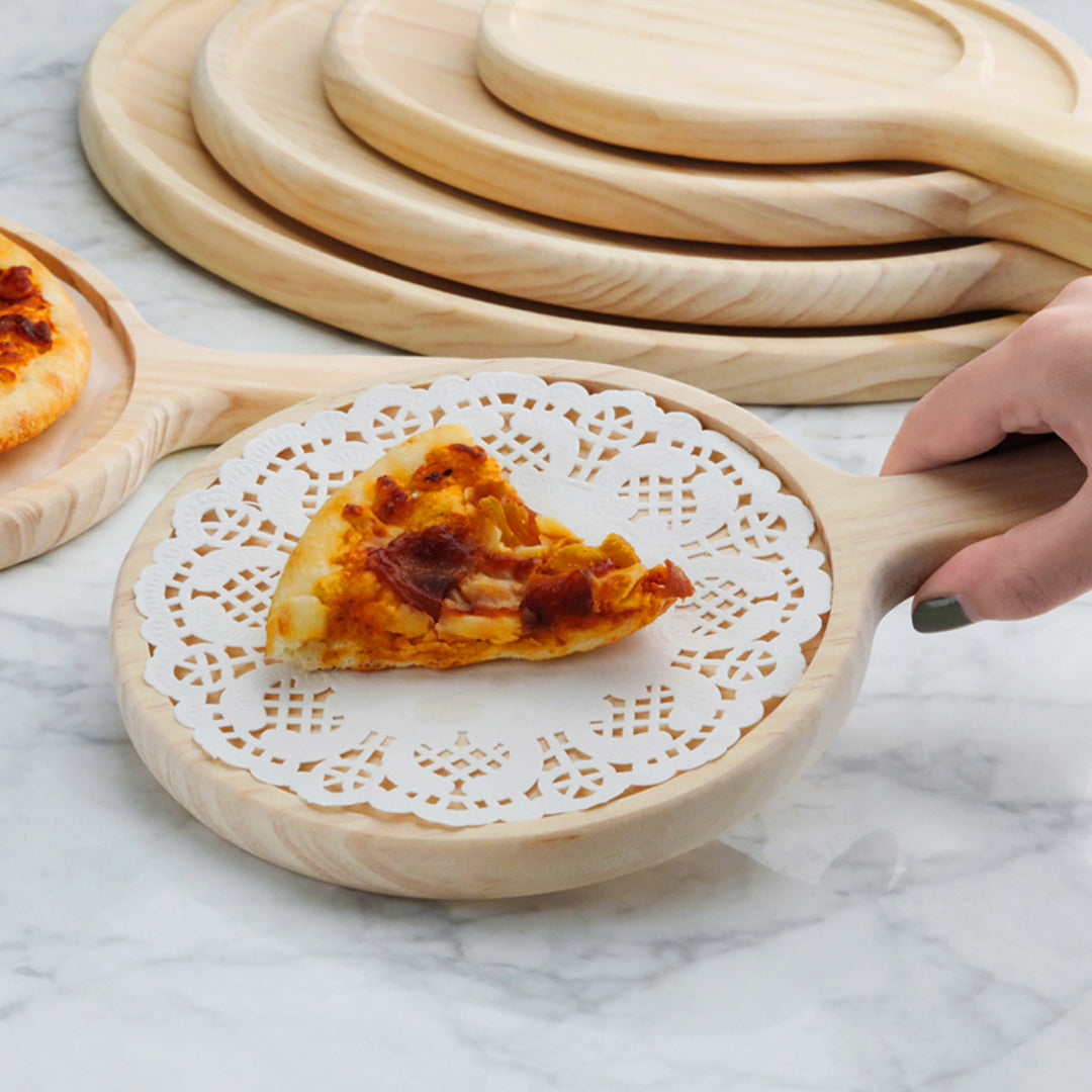 SOGA 2X 8 inch Round Premium Wooden Pine Food Serving Tray Charcuterie Board Paddle Home Decor - Cafe Supply