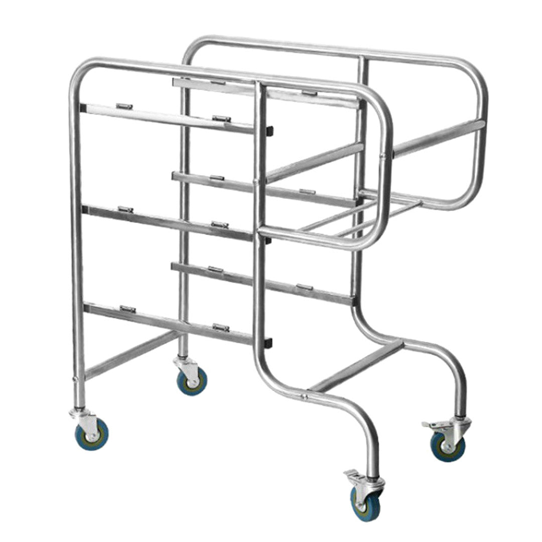 SOGA 2X 3 Tier Food Trolley Food Waste Cart Five Buckets Kitchen Food Utility 80x43x89cm Round - Cafe Supply