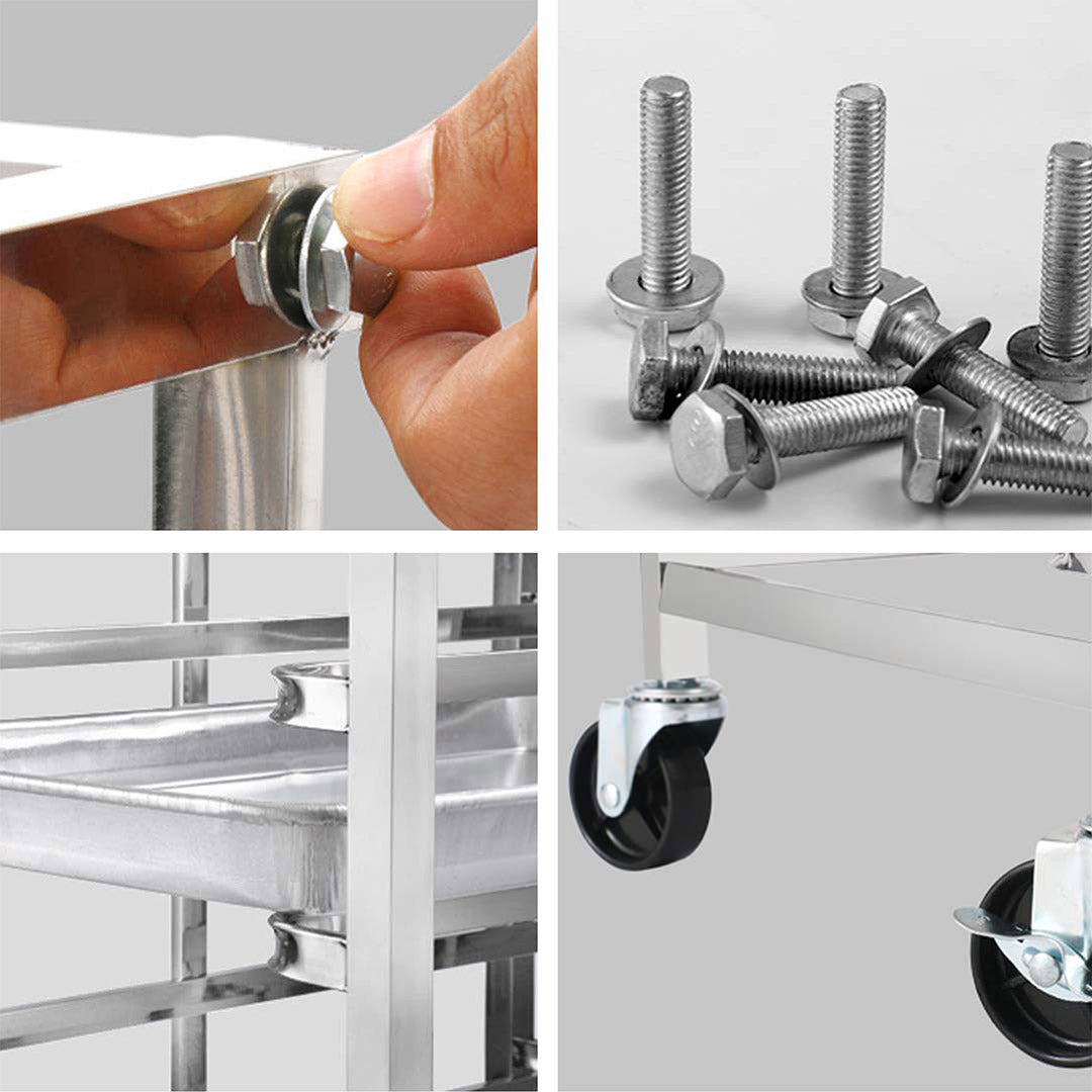 SOGA Gastronorm Trolley 16 Tier Stainless Steel with Aluminum Baking Pan Cooking Tray for Bakers - Cafe Supply